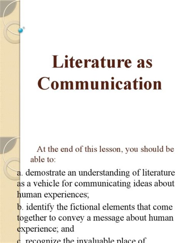 What does literature as communication mean initial answer?