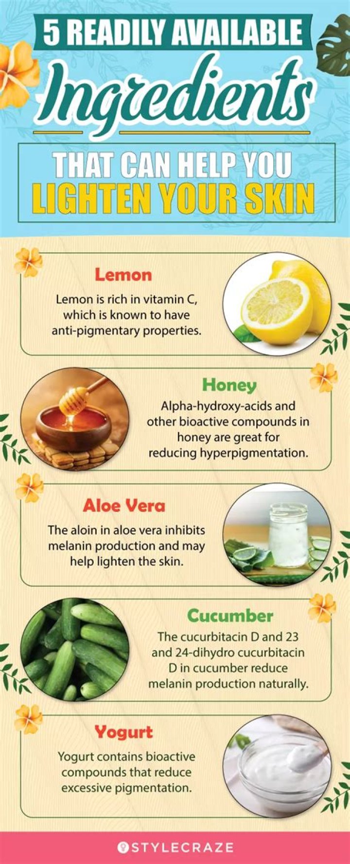 What natural ingredients lighten the skin?