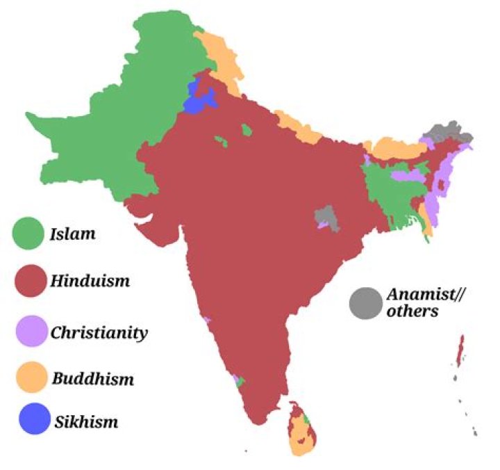 Which country follows Hinduism?